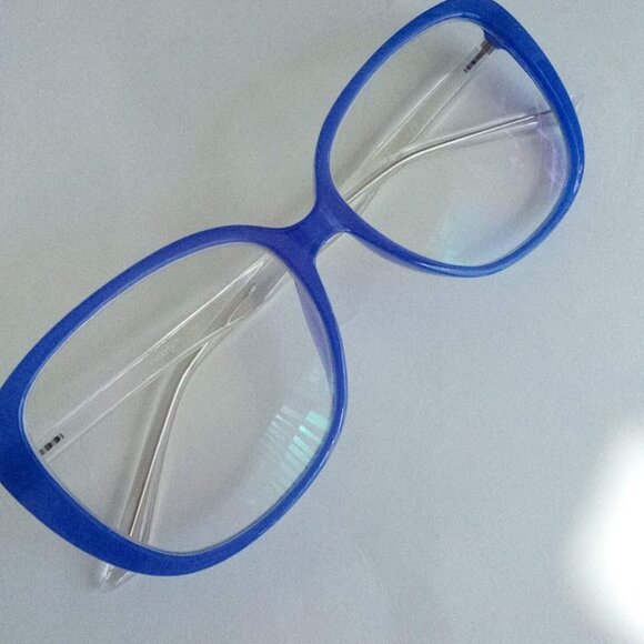 Purple Rim Transparent Temple & Temple Tips Women's Prescription Eye Glasses - Picture 8 of 15